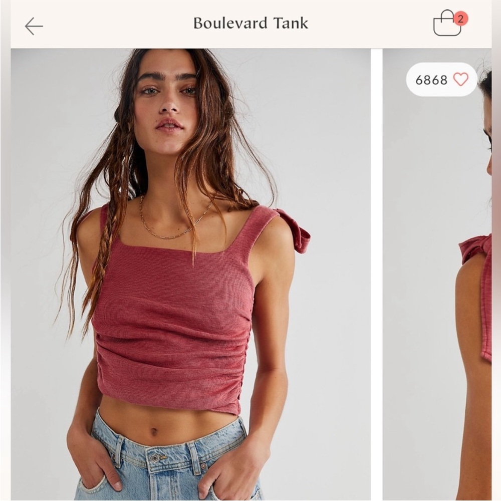 FREE PEOPLE BOULEVARD TANK ADJUSTABLE RED BOW TOP